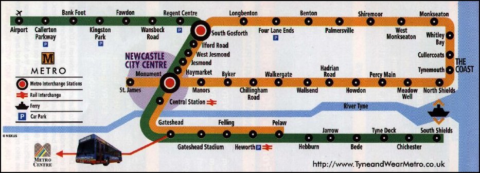 Map Of The Tyne And Wear Metro